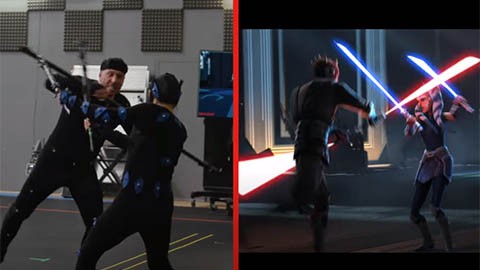 Съемки боев Асоки и Дарт Мола в финальном сезоне сериала "Звездные войны: Войны клонов"